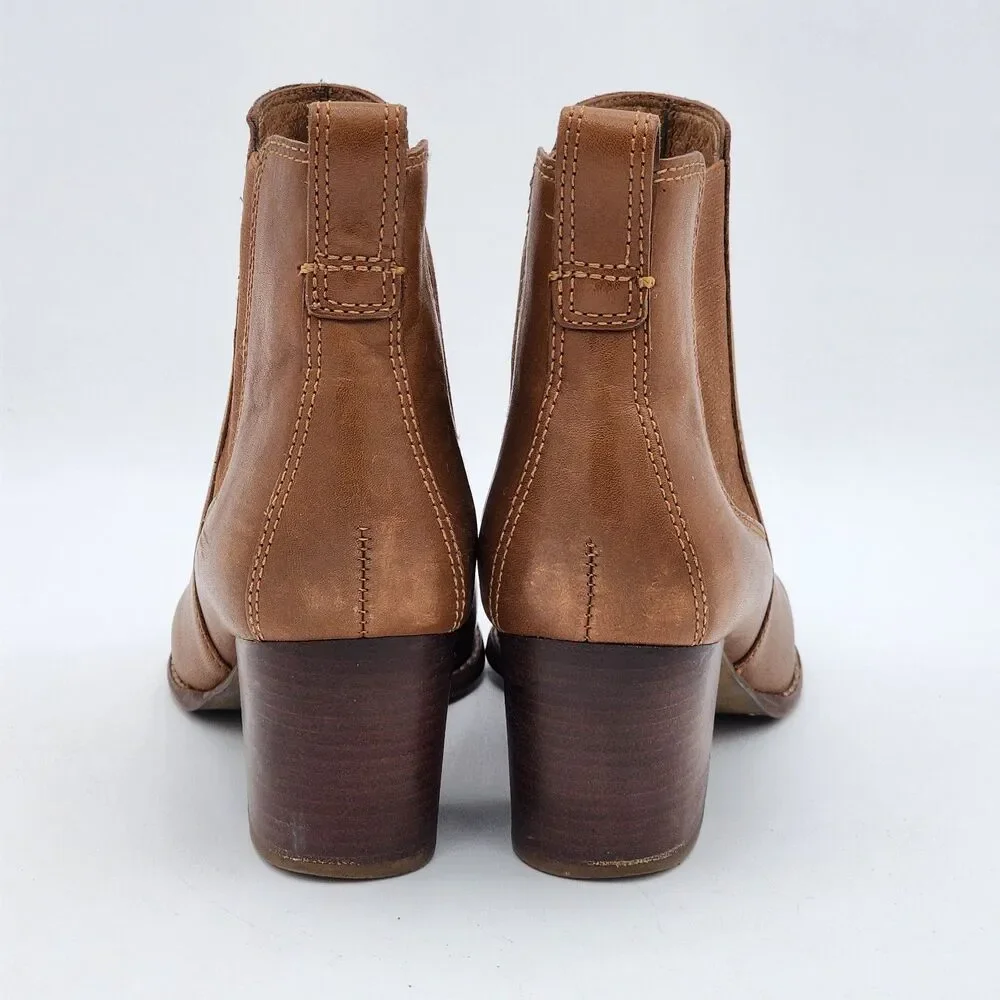 Madewell Regan Chelsea Brown Leather Block Heeled Ankle Boots Size 8 - Picture 5 of 10